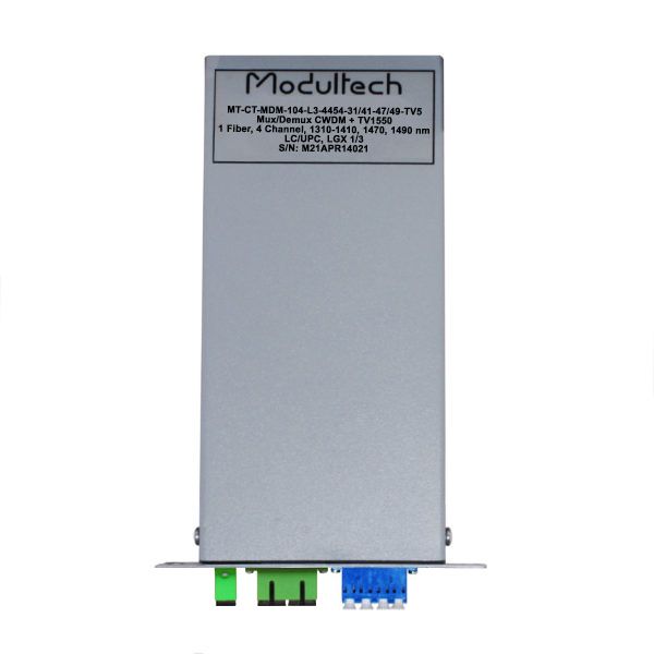 Mux CWDM, 4-канальный (1310-1410, 1470, 1490 нм) + TV 1550, одноволоконный, LGX 1/3