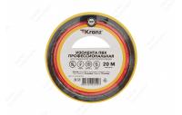 KR-09-2802 Изолента ПВХ KRANZ профессиональная, 0.18х19 мм, 20 м, желтая упаковка 10 роликов