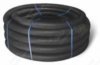 151975 Двустенная труба ПНД гибкая для открытой прокладки д.75мм, SN10, УФ, с протяжкой, в бухте 50м, цвет черный