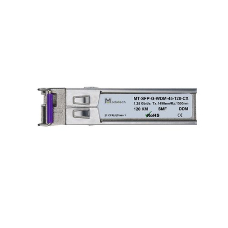 Модуль SFP WDM 1,25 Гбит/с, 120 км, 1490/1550 нм, SMF, LC