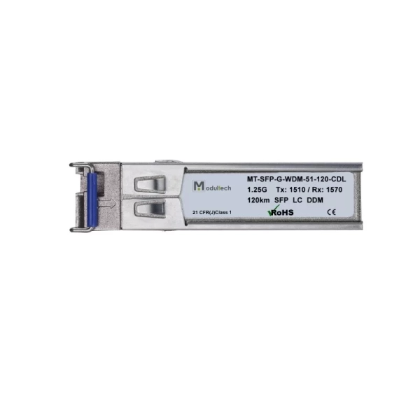 Модуль SFP WDM 1,25 Гбит/с, 120 км, 1510/1570 нм, SMF, LC