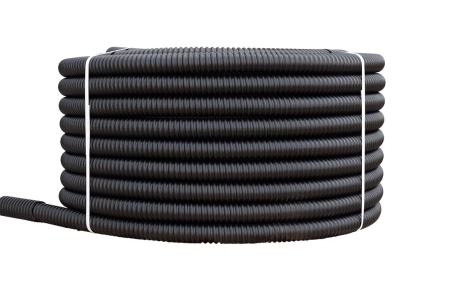 Труба ССД-Пайп УльтраФ, OD=63 мм, 800N, SN22, с протяжкой (бухта 100 м) Труба полимерная жёсткая гофрированная спиральная ультрафиолетостойкая, не распространяющая горение