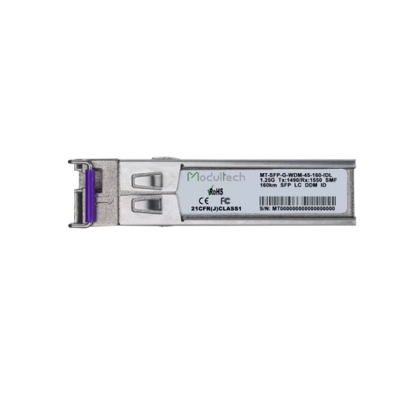 Industrial SFP WDM 1,25 Гбит/с, 160 км, 1490/1550 нм, SMF, LC