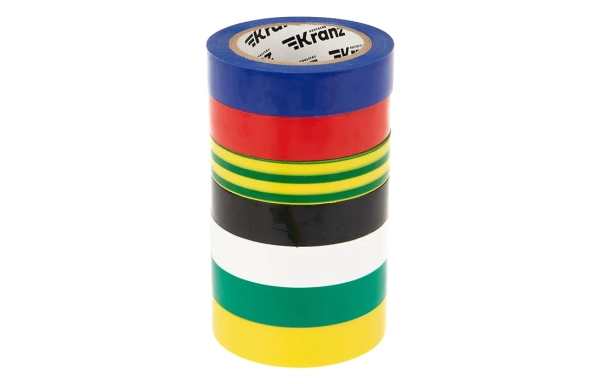 KR-09-2010-E Набор изоляционных лент KRANZ 0.13х15 мм, 10 м, 7 цветов