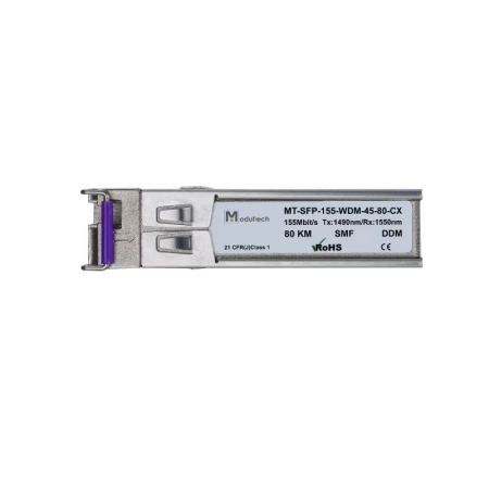 Модуль SFP WDM 155 Мбит/с, 80 км, 1490/1550 нм, SMF, LC