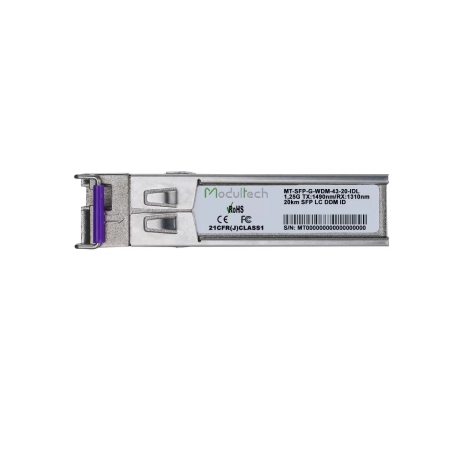 Industrial SFP WDM 1,25 Гбит/с, 20 км, 1490/1310 нм, SMF, LC